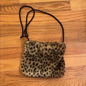 Leopard Print Faux Fur Crossbody Bag